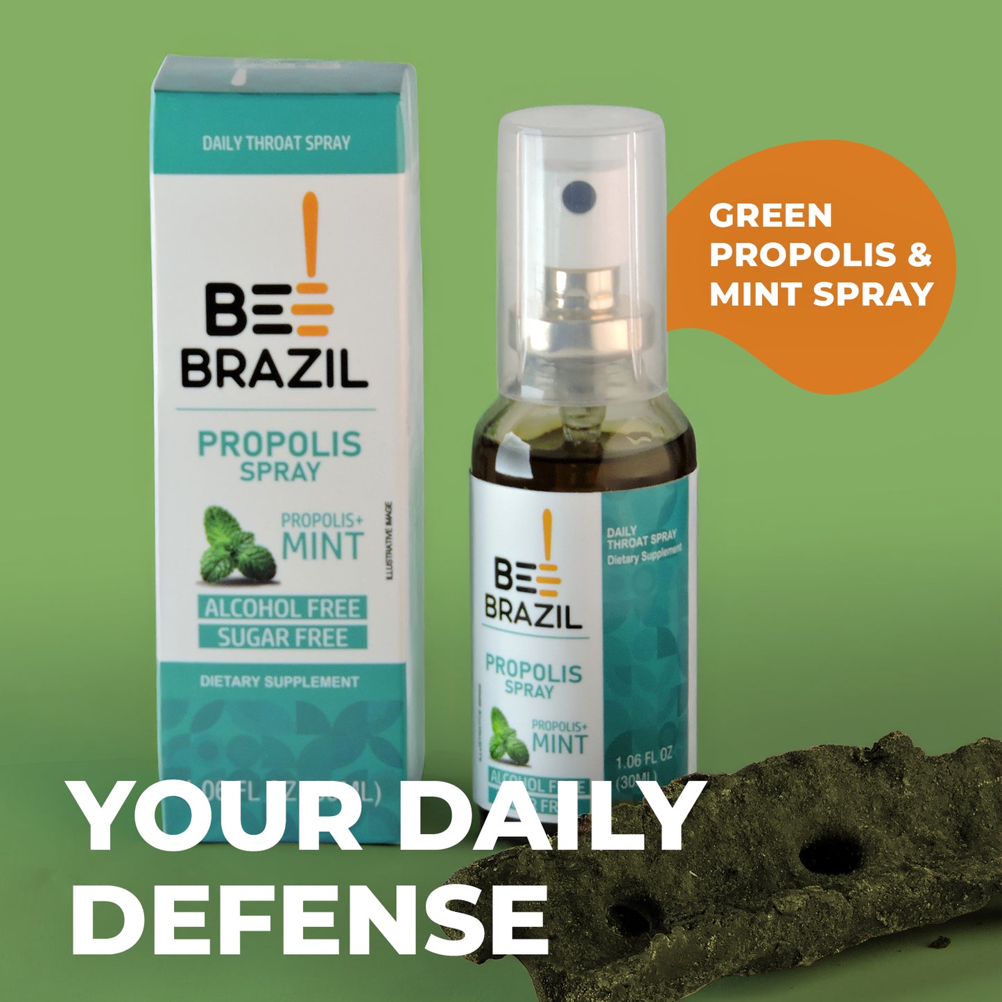 Propolis and Mint Throat Spray – 100% Alcohol-Free and Sugar-Free 1.06 fl oz