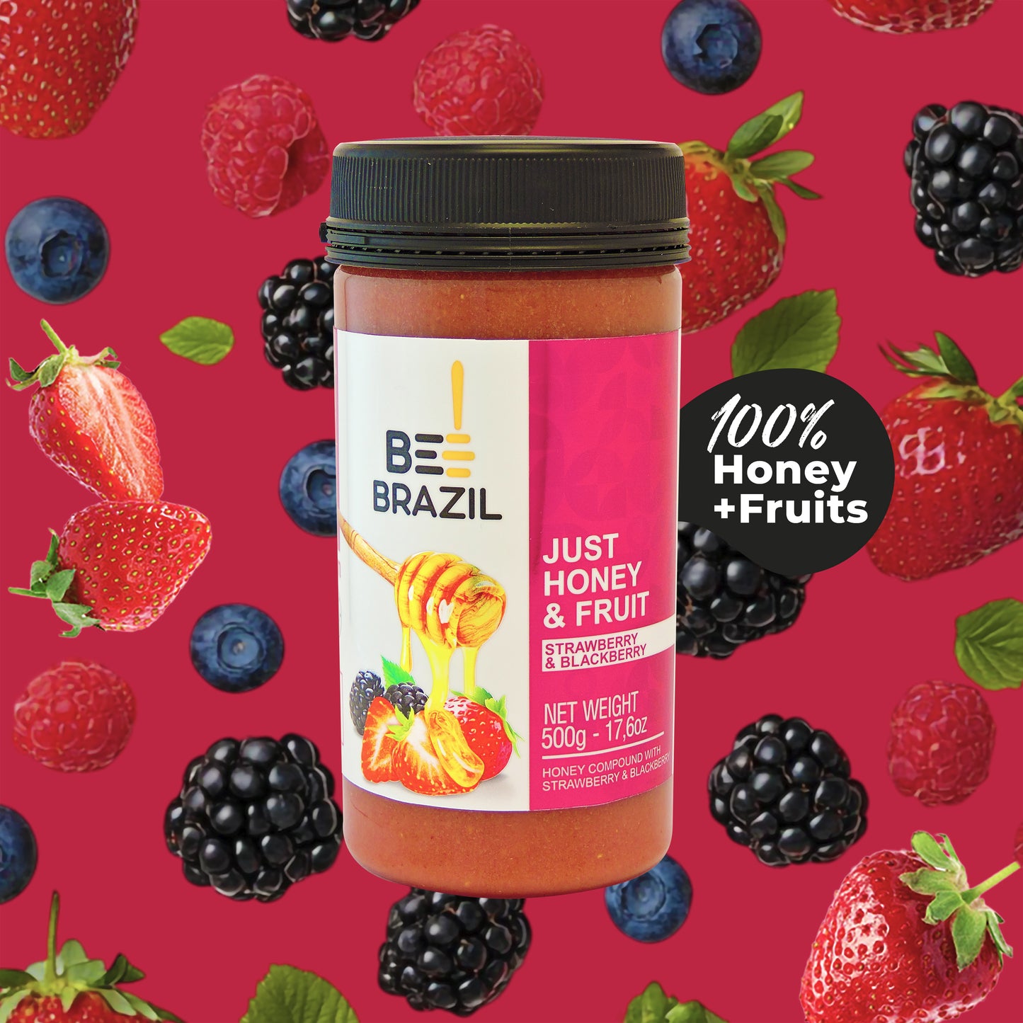 Honey compound with Strawberry and Blackberry - No Sugars or Additives 17.6 oz